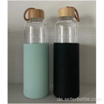 750 ml Glasflasche mit Silikonhülle und Seil